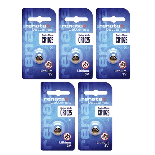 5 x Renata CR1025 Batteries, Lithium Battery 1025