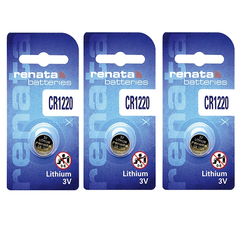 3 x Renata CR1220 Batteries, Lithium Battery 1220