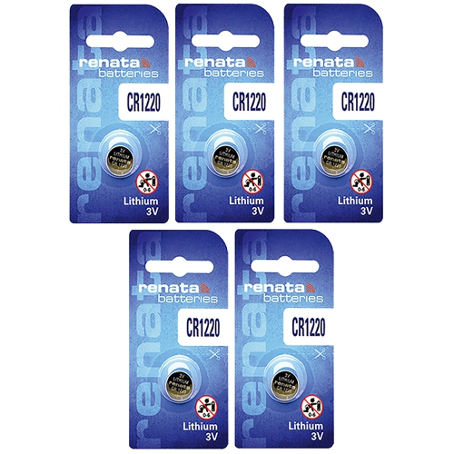 5 x Renata CR1220 Batteries, Lithium Battery 1220