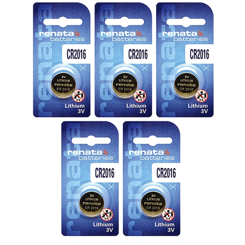 5 x Renata CR2016 Batteries, Lithium Battery 2016