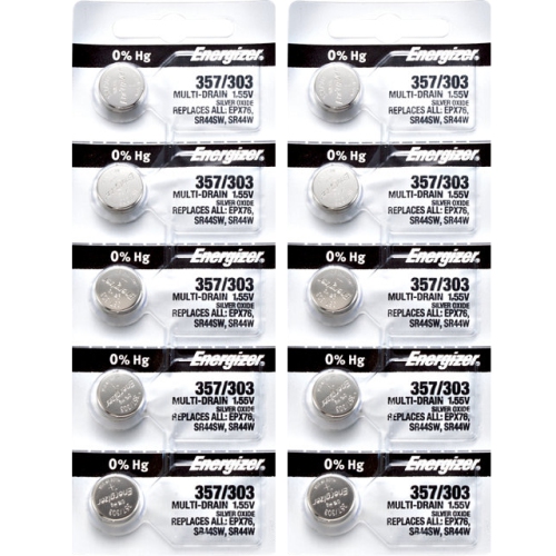 10 x Energizer 357 Watch Batteries, SR44W or 303 Battery