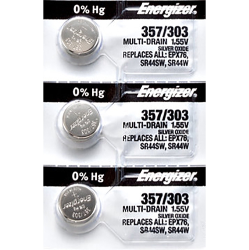3 x Energizer 357 Watch Batteries, SR44W or 303 Battery