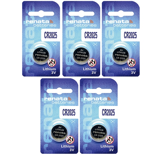 5 x Renata CR2025 Batteries, Lithium Battery 2025