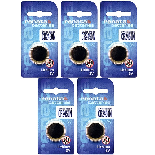 5 x Renata CR2450 Batteries, Lithium Battery 2450