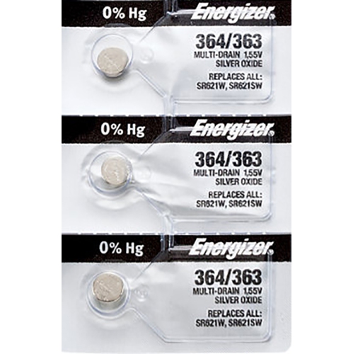 3 x Energizer 364 Watch Batteries, SR621SW or 363 Battery