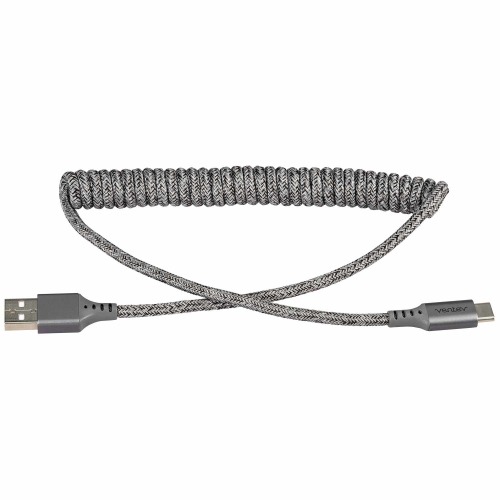 Ventev Charge/Sync Helix Coiled USB-C Cable 1ft | Grey