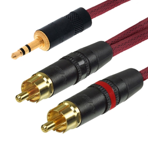 Câble de raccordement de la série Studio de Digiflex - 1/8 mini TRS/RCA double, 6 pi, rouge