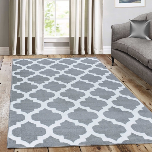 A2Z Rug Trellis Rugs Silver 120X170 cm - 3'11"X5'7" Ft Trendy Collection Without Borders Area Rug