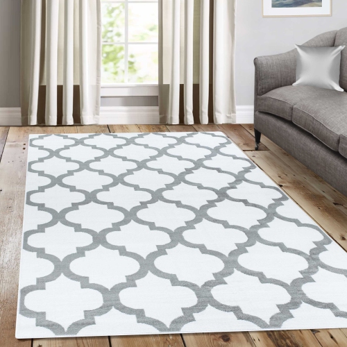 A2Z Tapis Tapis Blanc 240x330 cm - 7'10"x10'10" Ft Trendy Collection Tapis de coupe