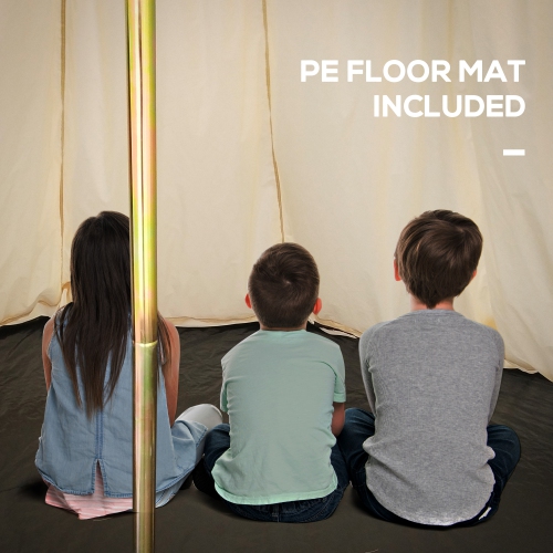 Tente de camping Outsunny 16,4', grand tipi familial, tente en toile, cloche, beige pour la chasse au camping