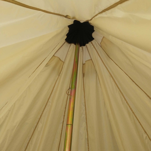 Tente de camping Outsunny 16,4', grand tipi familial, tente en toile, cloche, beige pour la chasse au camping