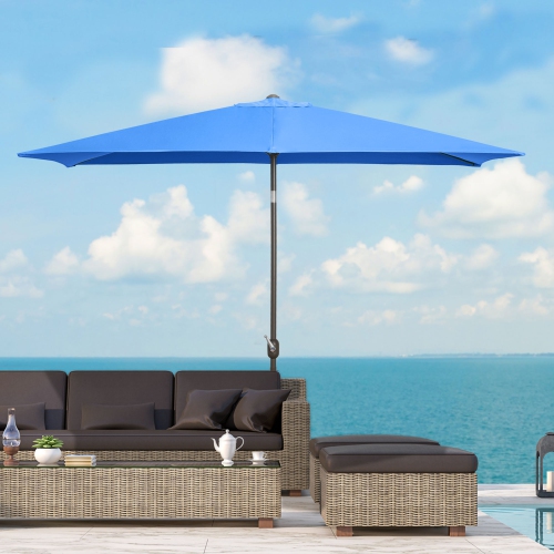 Outsunny 6.5x10ft Patio Umbrella Rectangle Aluminum Tilt Garden Market Parasol Outdoor Sunshade Canopy with Crank