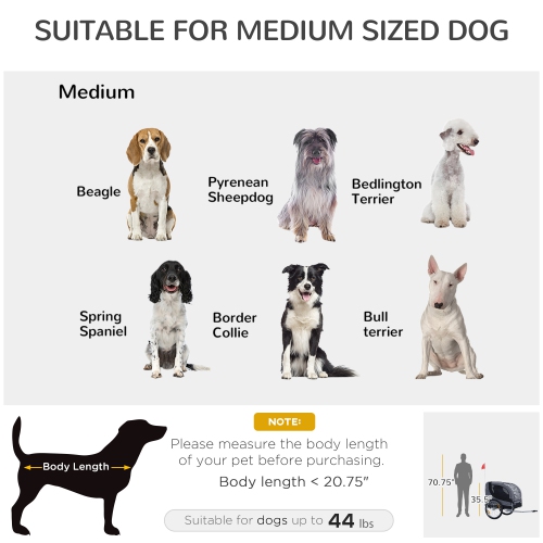 Aosom Dog Bike Trailer, Pet Cart, Bicycle Wagon, Travel Cargo, Carrier Attachment with Hitch, Foldable for Travelling, Grey