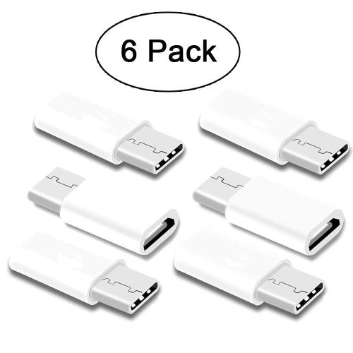 ELECTROX  6X Micro USB to USB-C 3.1 Type C Charger Adapter for Samsung Lg Huawei (White)