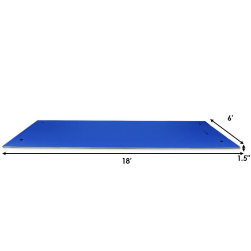 Costway 3 Layer Floating Water Pad Foam Mat Water Recreation Relaxing Tear-resistant 18' x 6'