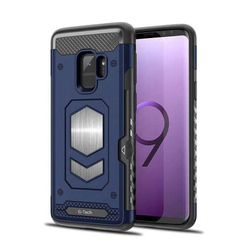 Coque magnétique Double Couche Portefeuille Fente Carte Béquille Armure série Hybride avec Fente pour Carte pour Samsung Galaxy S9
