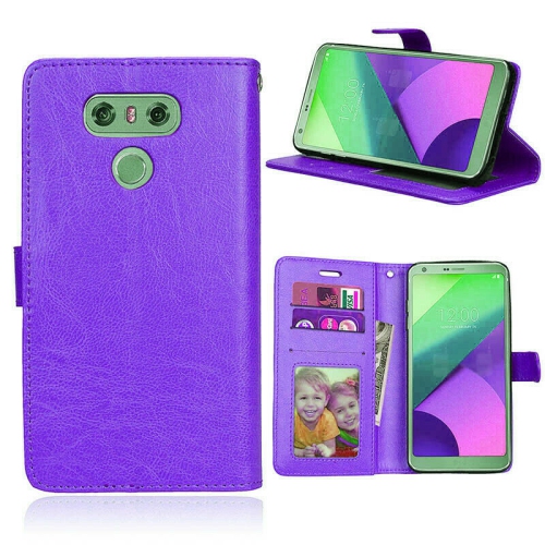 [CS] LG V20, étui folio en cuir magnétique à rabat avec fente pour carte, violet