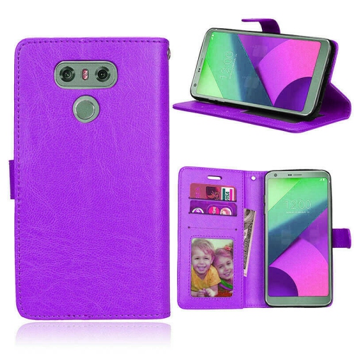 [CS] LG V30, étui folio en cuir magnétique à rabat avec fente pour carte, violet