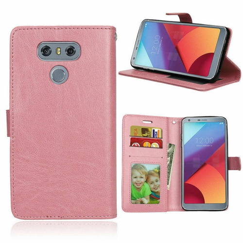 [CS] LG V30 – Étui portefeuille folio en cuir magnétique à rabat avec fente pour carte, rose doré