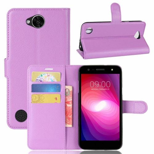 [CS] LG X Power 2 – Étui folio en cuir magnétique à rabat avec fente pour carte, violet