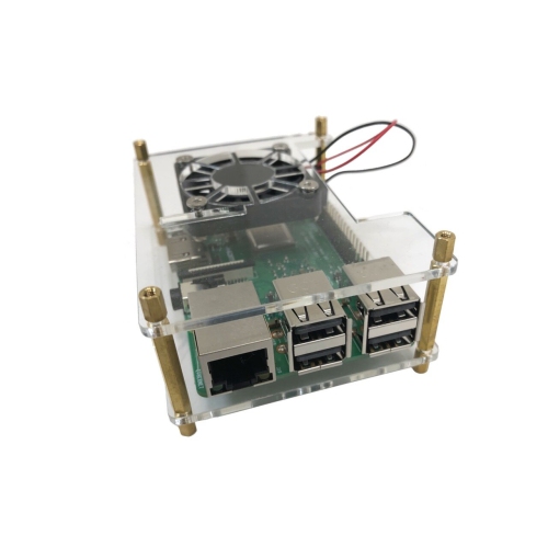 Micro Connectors Acrylic Stackable Raspberry Pi Case with 40mm Fan + Dual Heat Sinks (Raspberry Pi not included)