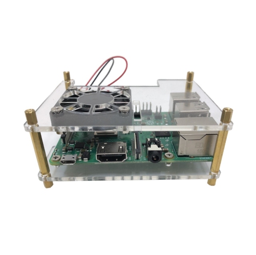 Micro Connectors Acrylic Stackable Raspberry Pi Case with 40mm Fan + Dual Heat Sinks (Raspberry Pi not included)