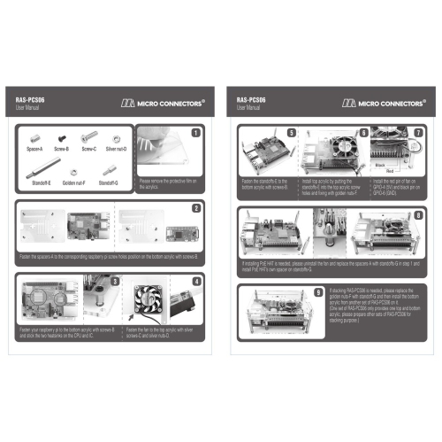Micro Connectors Acrylic Stackable Raspberry Pi Case with 40mm Fan + Dual Heat Sinks (Raspberry Pi not included)