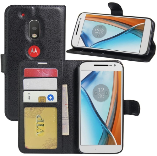 CSMART  [Cs] Motorola Moto G6 Play Case, Magnetic Leather Folio Wallet Flip Case Cover With Card Slot In Black