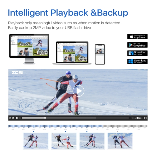 Enregistreur vidéo numérique de sécurité EVN 4-en-1 H.265+ 8CH 2&nbsp;Mpx de ZOSI pour caméras de surveillance analogiques 720P/1080p HD-TVI, CVI,