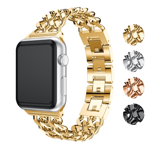 StrapsCo Bracelet de Montre en Chaîne en Acier Inoxydable pour Apple Watch Séries 1/2/3/4 - 38mm - Or Jaune
