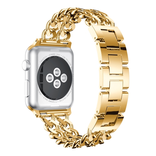 StrapsCo Bracelet de Montre en Chaîne en Acier Inoxydable pour Apple Watch Séries 1/2/3/4 - 38mm - Or Jaune