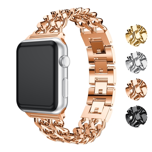 STRAPSCO  Stainless Steel Link Watch Bracelet Band Strap for Apple Watch Series 1/2/3/4 - 44MM - Rose In Gold