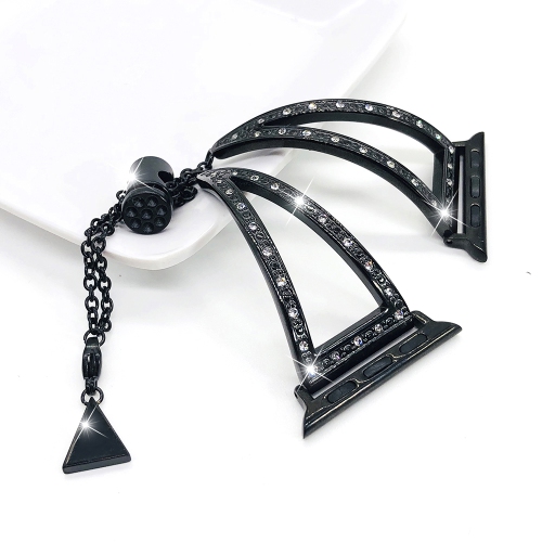 StrapsCo Bracelet de Montre en Acier Inoxydable avec Pierres de Strass pour Apple Watch Séries 1/2/3/4 - 38mm - Noir