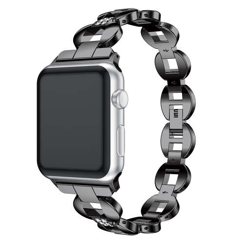Bracelet à maille métallique en alliage de StrapsCo pour Apple Watch Series 1/2/3/4 - 44 mm - Noir et blanc