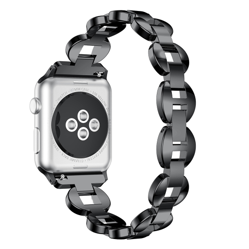 Bracelet à maille métallique en alliage de StrapsCo pour Apple Watch Series 1/2/3/4 - 44 mm - Noir et blanc