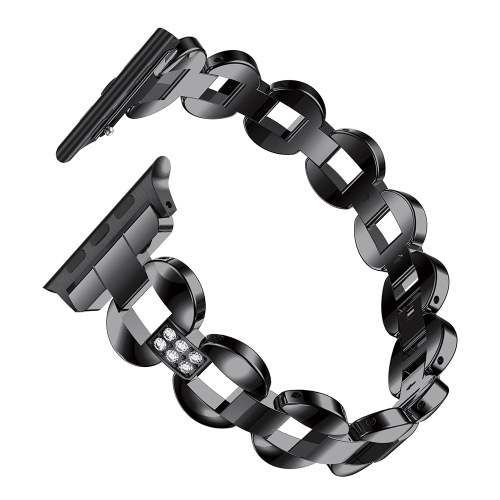 Bracelet à maille métallique en alliage de StrapsCo pour Apple Watch Series 1/2/3/4 - 44 mm - Noir et blanc