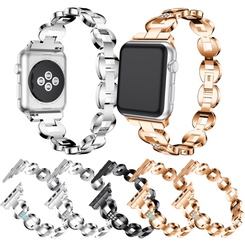 Bracelet à maille métallique en alliage de StrapsCo pour Apple Watch Series 1/2/3/4 - 44 mm - Noir et blanc