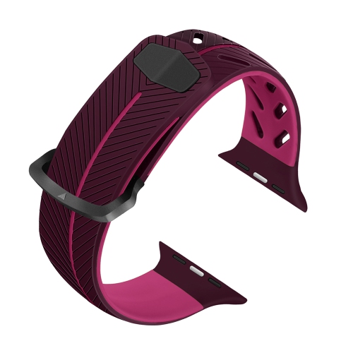 Bracelet en caoutchouc de silicone de StrapsCo pour Apple Watch Series 1/2/3 - 42 mm - Fuchsia