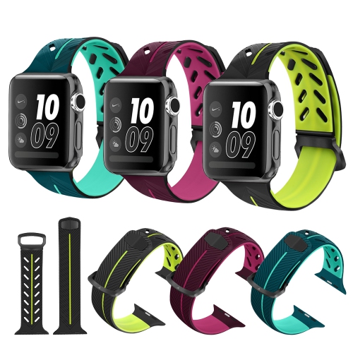 Bracelet en caoutchouc de silicone de StrapsCo pour Apple Watch Series 1/2/3 - 42 mm - Fuchsia