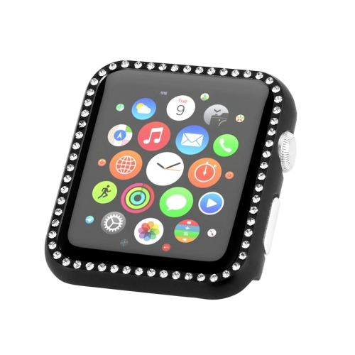 StrapsCo Alloy Metal Protective Case with Rhinestones for Apple Watch Series 1/2/3/4 - 38mm - Black