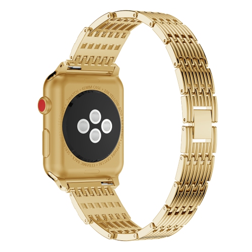 StrapsCo Alloy Metal Link Watch Bracelet Band Strap with Rhinestones for Apple Watch Series 1/2/3/4 - 38mm - Yellow Gold