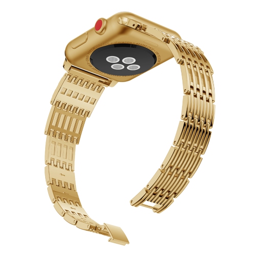 StrapsCo Alloy Metal Link Watch Bracelet Band Strap with Rhinestones for Apple Watch Series 1/2/3/4 - 38mm - Yellow Gold