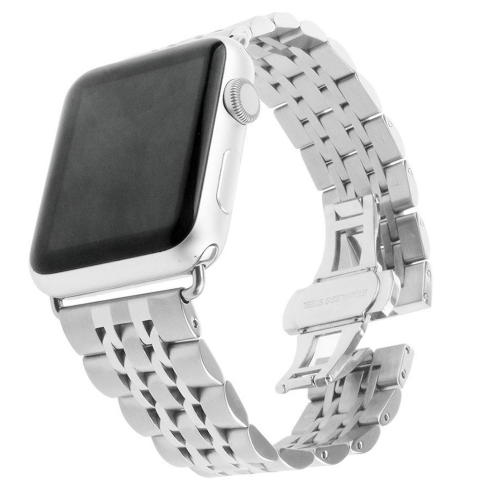 StrapsCo Stainless Steel Link Watch Band Strap for Apple Watch Series 1/2/3/4 - 44mm - Silver