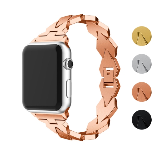 StrapsCo Bracelet de Montre en Acier Inoxydable pour Apple Watch Série 4 - 40mm - Or Rose