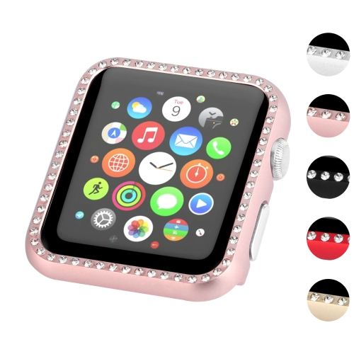 StrapsCo Alloy Metal Protective Case with Rhinestones for Apple Watch Series 1/2/3/4 - 42mm - Rose Gold