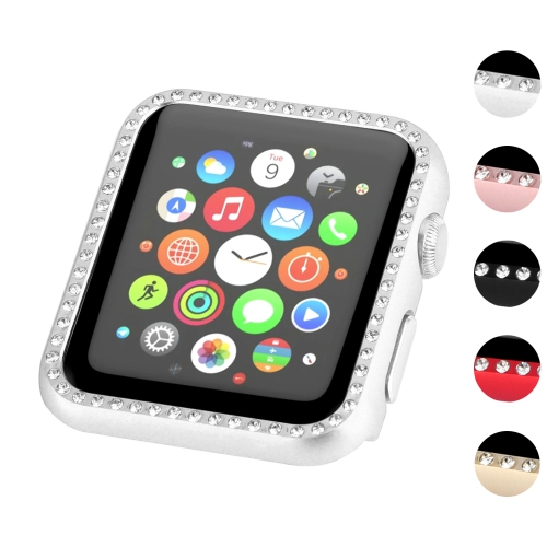 StrapsCo Étui Protecteur en Alliage de Métal avec Strass pour Apple Watch Séries 1/2/3/4 - 40mm - Argent