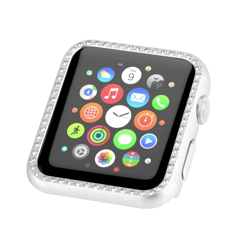 StrapsCo Étui Protecteur en Alliage de Métal avec Strass pour Apple Watch Séries 1/2/3/4 - 40mm - Argent