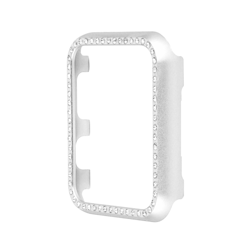 StrapsCo Étui Protecteur en Alliage de Métal avec Strass pour Apple Watch Séries 1/2/3/4 - 40mm - Argent