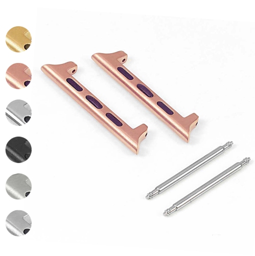 StrapsCo Stainless Steel Watch Band Strap Spring Bar Adapter for Apple Watch Series 1/2/3/4 - 44mm - Rose Gold
