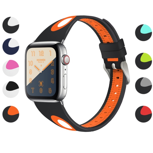 STRAPSCO  Silicone Rubber Sport Watch Band Strap for Apple Watch Series 4 - 44MM - Black & In Orange